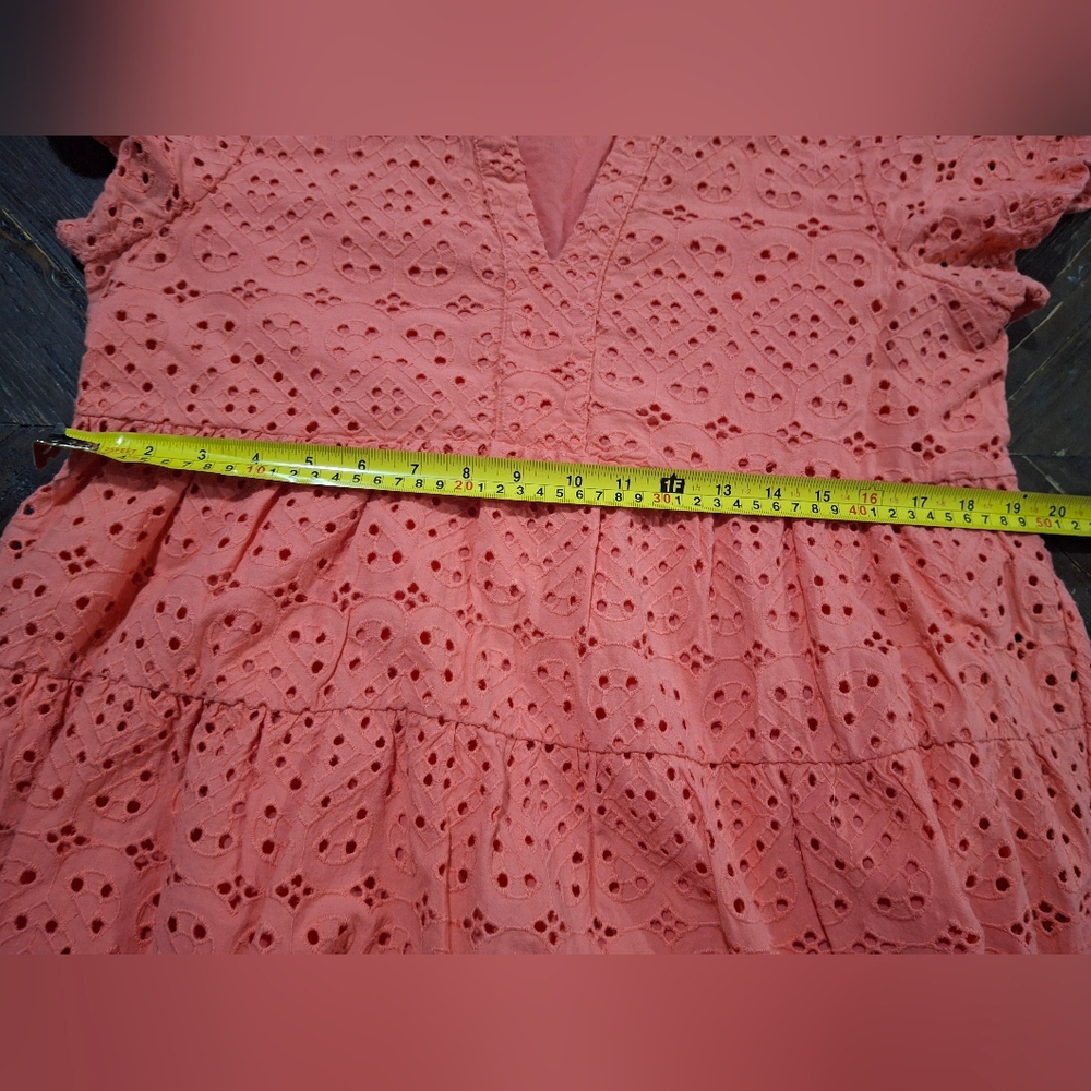 Anthropologie Maeve Pink/Coral Eyelet Dress Size L. - Picture 7 of 8
